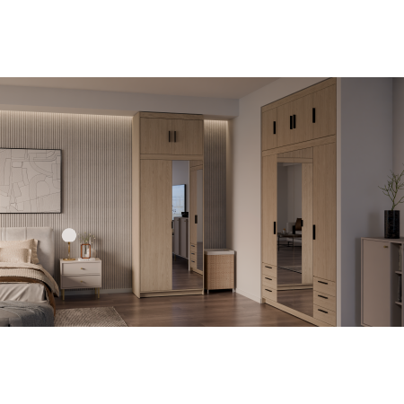 Szafa z nadstawką lustrem 90 cm TRINO dąb olejowany